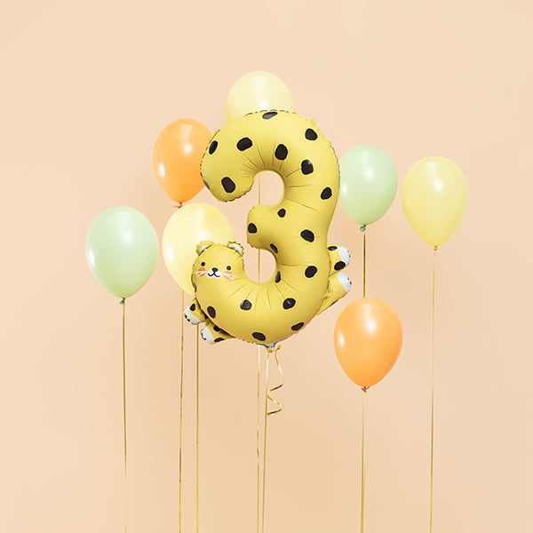 Cheetah Shaped Number 3 Foil Birthday Party Balloon - Anilas UK