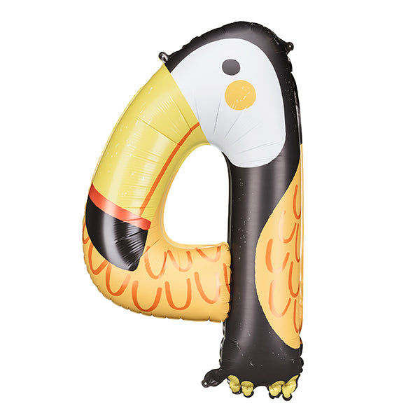 Toucan Shaped Number 4 Foil Birthday Party Balloon - Anilas UK