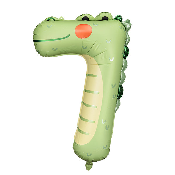 Crocodile Shaped Number 7 Foil Birthday Party Balloon - Anilas UK