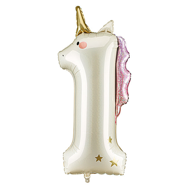 Unicorn Number 1 Foil balloon, 93cm - Anilas UK