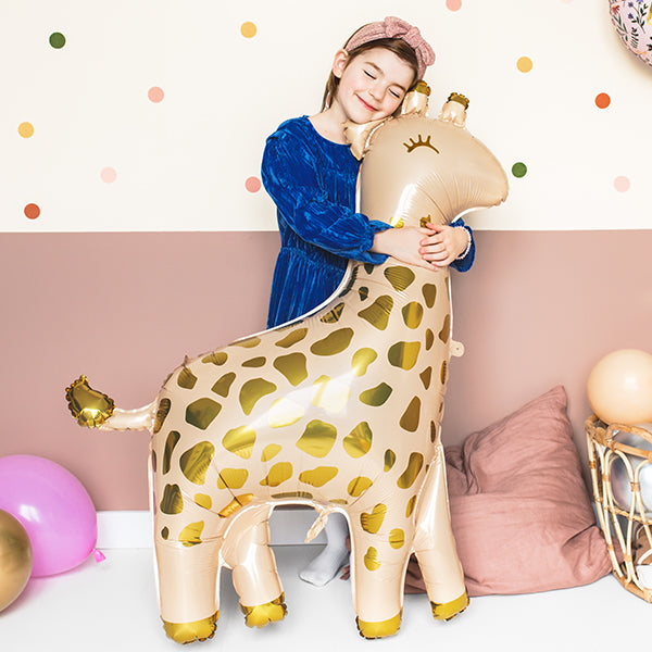 Cream and Gold Giraffe Shaped Foil Balloon (47") - Anilas UK