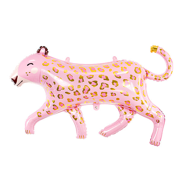 Pink and Gold Leopard Shape Foil Birthday Balloon (25 Inch) - Anilas UK