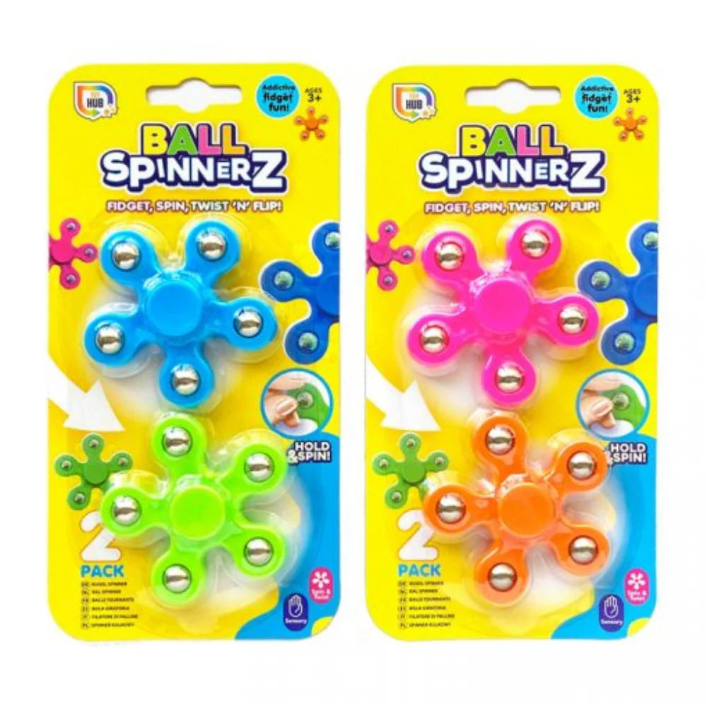 Fidget Ball Spinners Pack of 2 in vibrant colours for kids 3+ and fidget enthusiasts