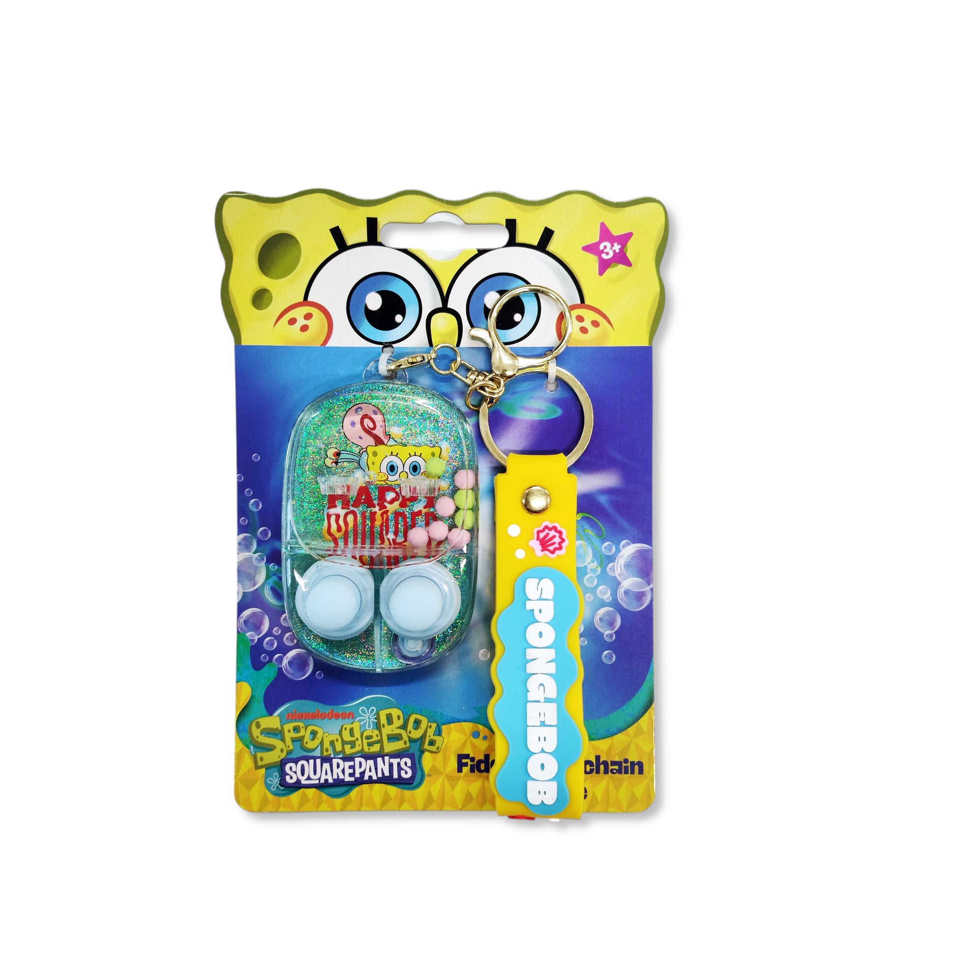 SpongeBob fidget keychain game play with hoops and colourful balls