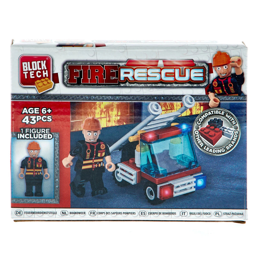 Fire Rescue Block Tech 43-Piece Building Set with firefighter figurine