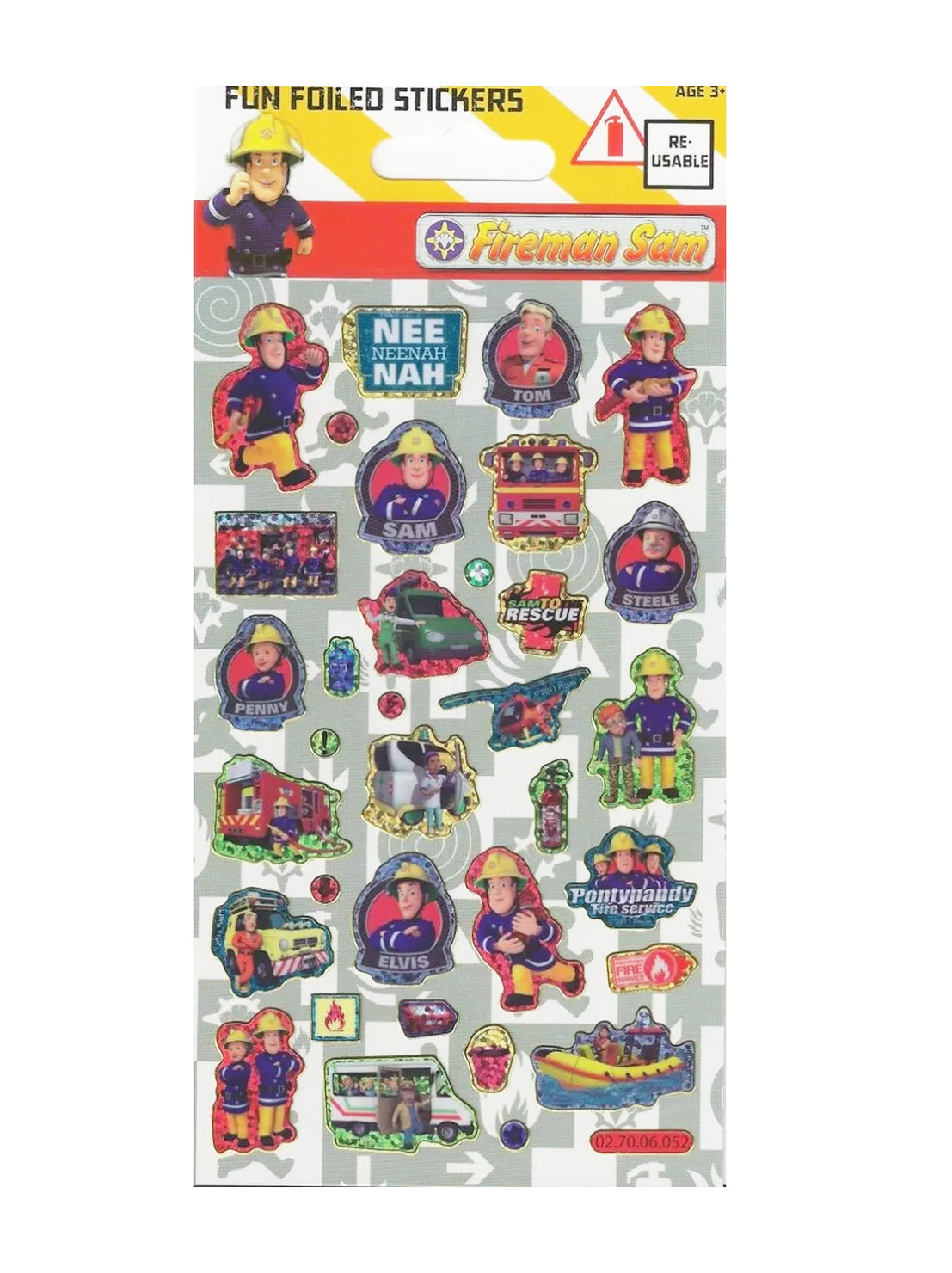 Fireman Sam Re-Usable Foil Stickers - Anilas UK