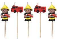 Fire Engine Pick Birthday Cake Candles (set of 5) - Anilas UK