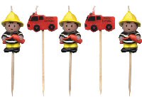 Fire Engine Pick Birthday Cake Candles (set of 5)