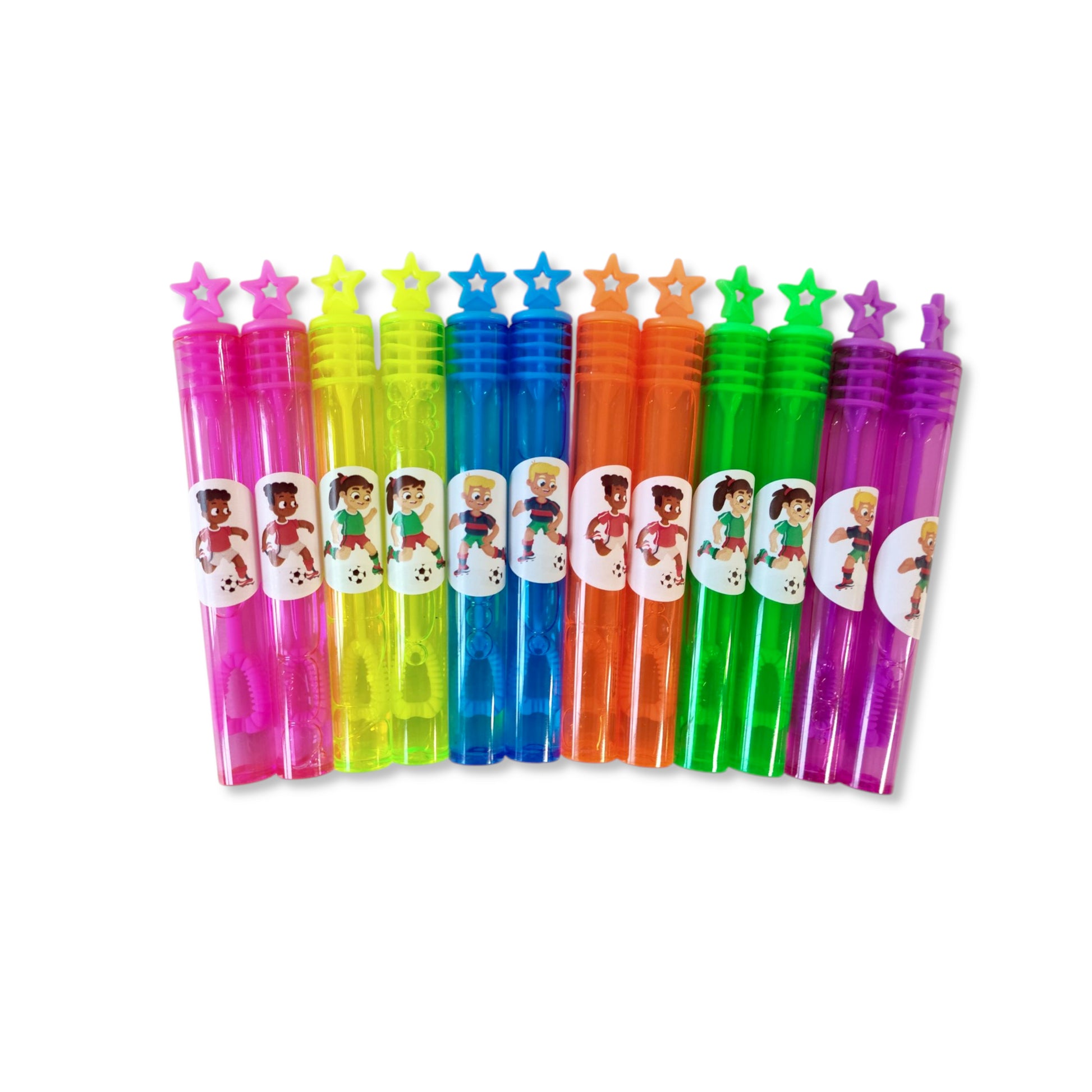 Football Themed Neon Bubble Wands with Star Topper - Anilas UK