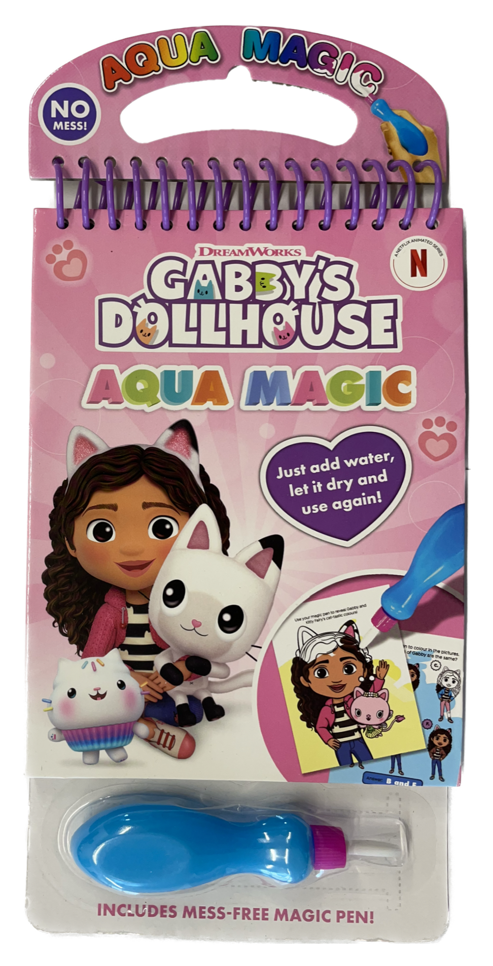 Gabby’s Dollhouse Aqua Magic Colouring Book front view - Anilas UK