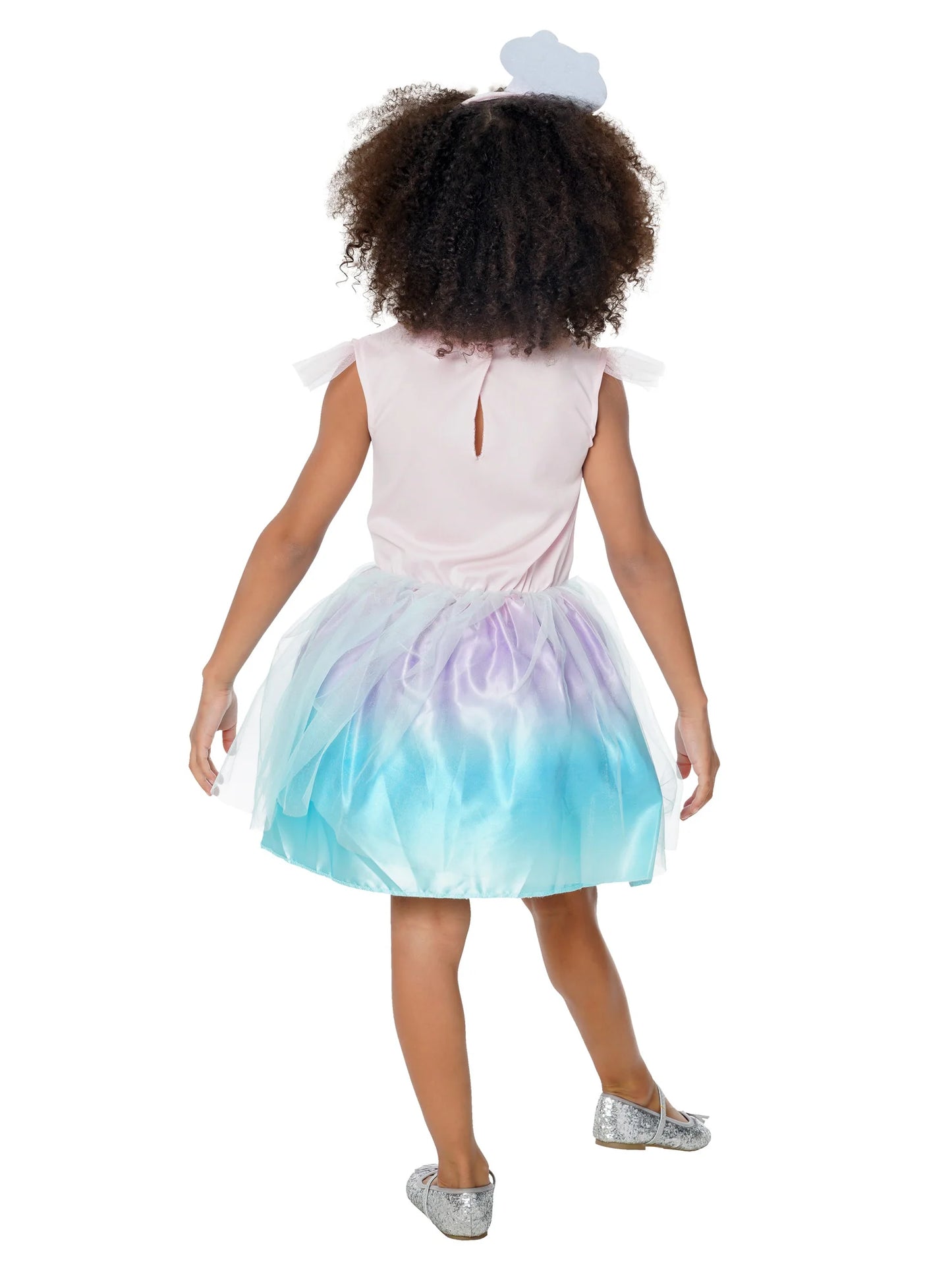 Gabby's Dollhouse Cakey Cat Tutu Dress Costume back view highlighting breathable polyester design and easy-wear tutu fit for imaginative play
