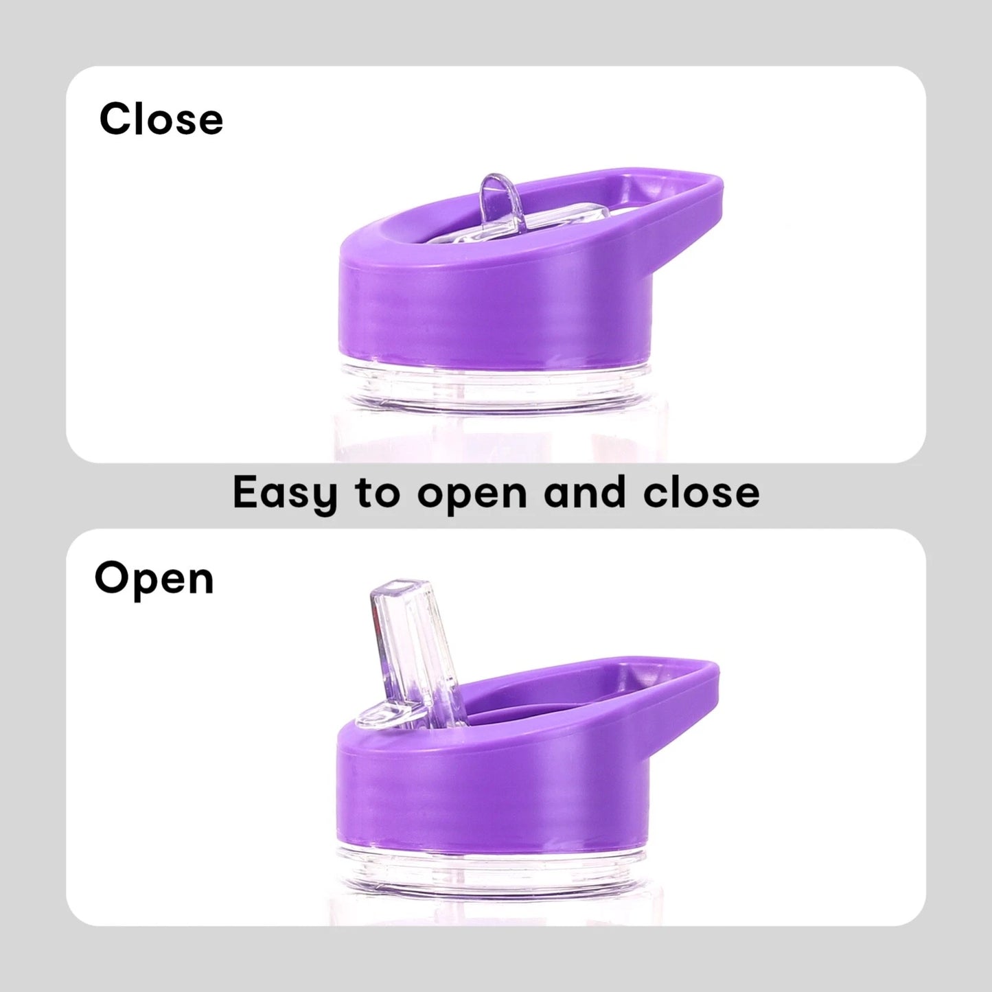 Detail of Gabby's Dollhouse Water Bottle revealing leak-proof straw mechanism and cold-keeping design for kids' active hydration