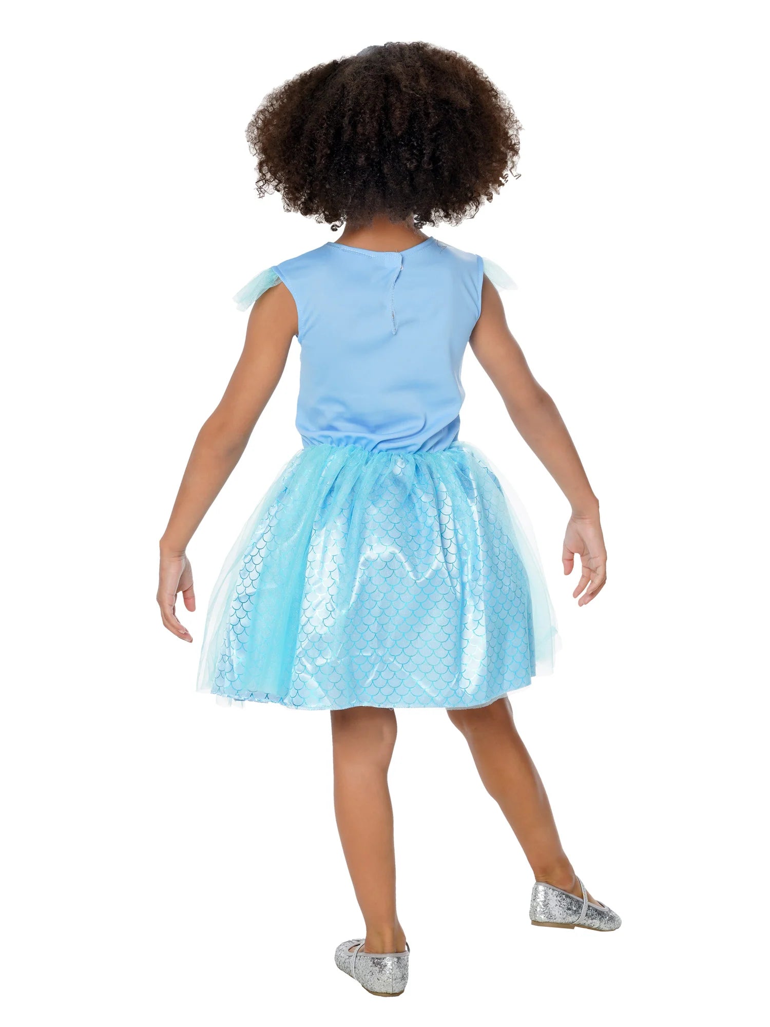 Gabby's Dollhouse Mercat Tutu Dress Costume back view highlighting breathable polyester design and easy-wear tutu fit for imaginative play