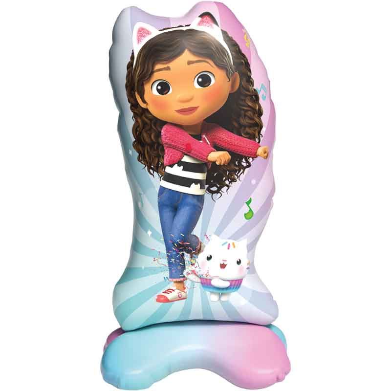 Gabby's Dollhouse Standing Foil Balloon front view uninflated with dollhouse design