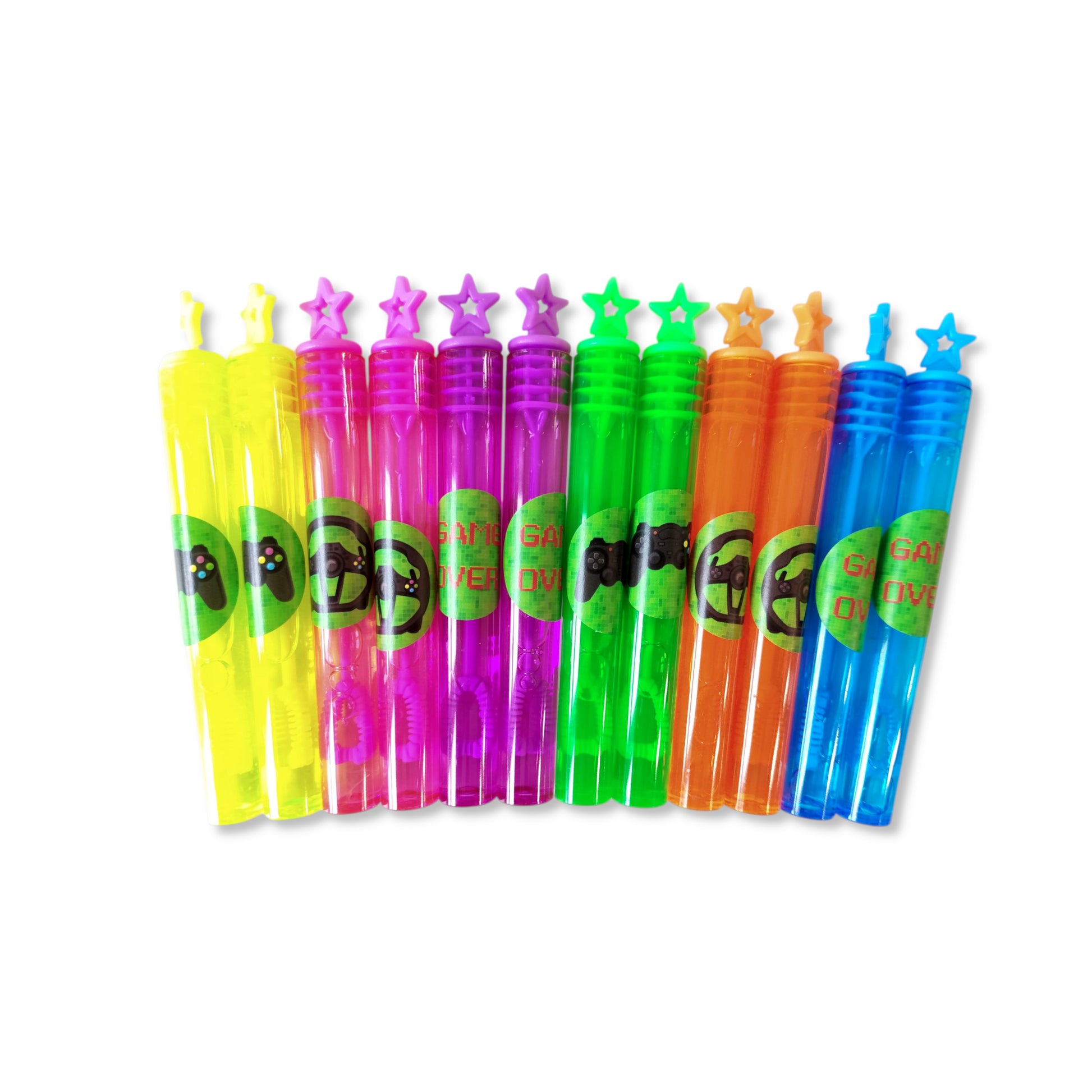 Gamer Themed Neon Bubble Wands with Star Topper - Anilas UK