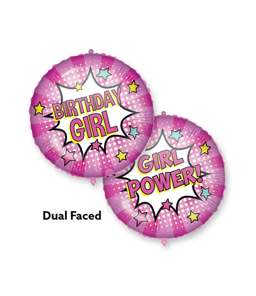 Birthday Girl Power-dual Faced Foil Balloon - Anilas UK