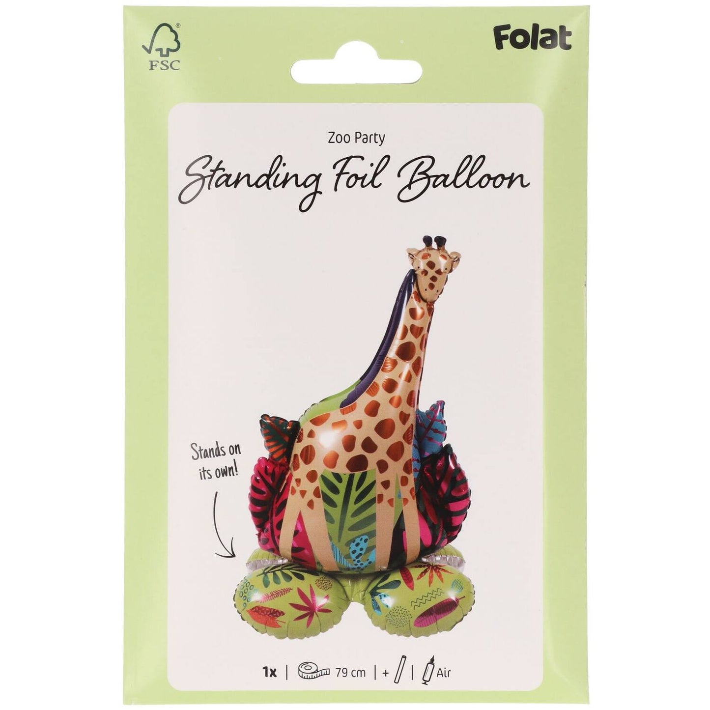 Giraffe Standing Foil Balloon 53 x 79 cm for safari-themed parties