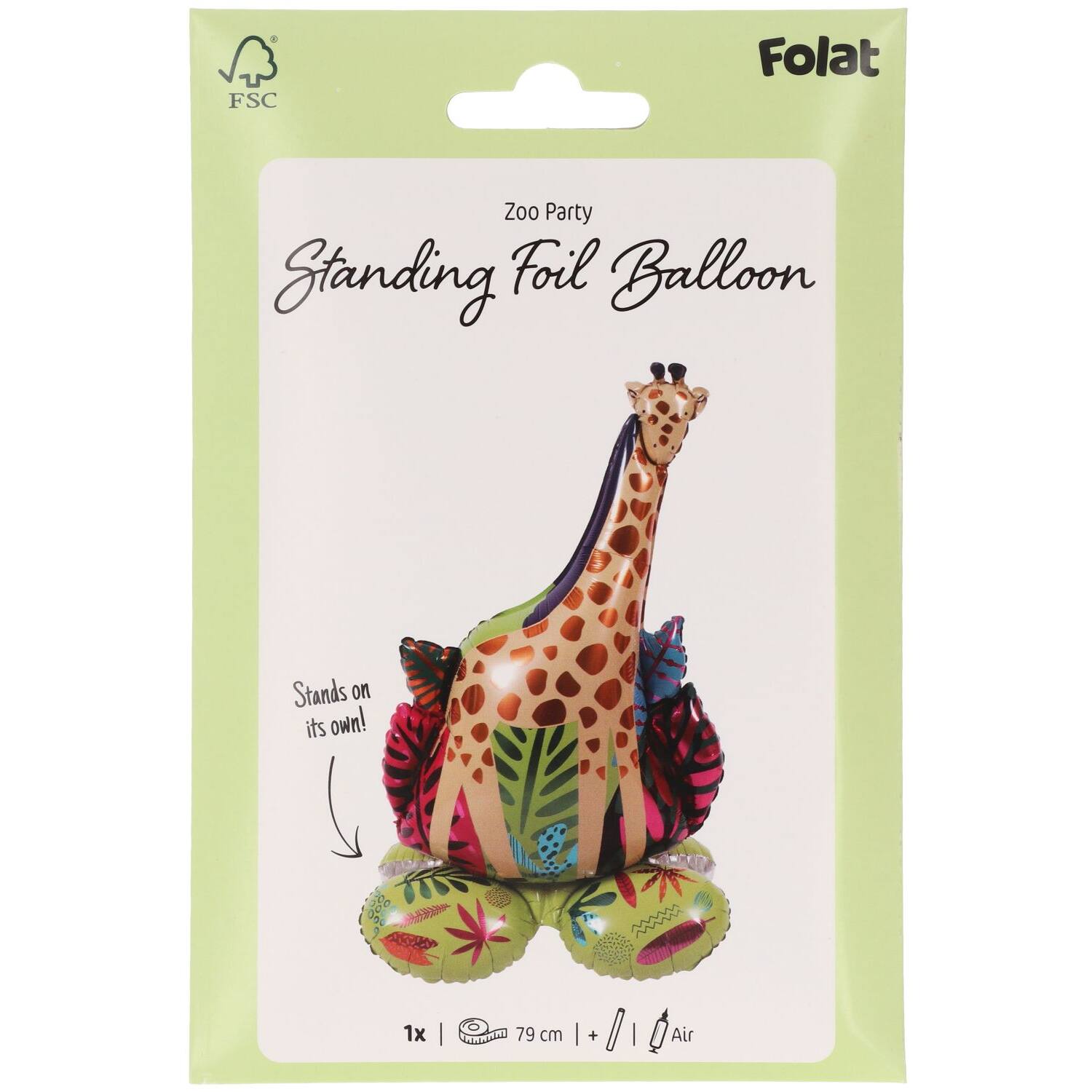 Giraffe Standing Foil Balloon 53 x 79 cm for safari-themed parties