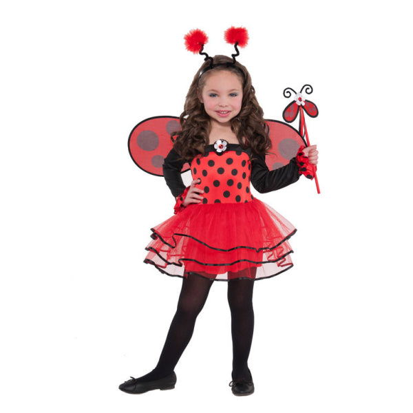 Girls’ Ballerina Ladybug Costume with Tutu and Wings for Fancy Dress
