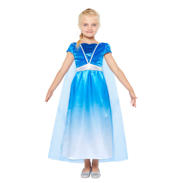Girls’ Ice Princess Costume with Dress and Cape for Fancy Dress