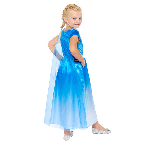 Girls’ Ice Princess Costume with Dress and Cape Back View
