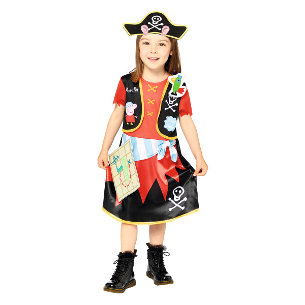 Girls’ Peppa Pig Pirate Costume with Dress and Hat for Fancy Dress
