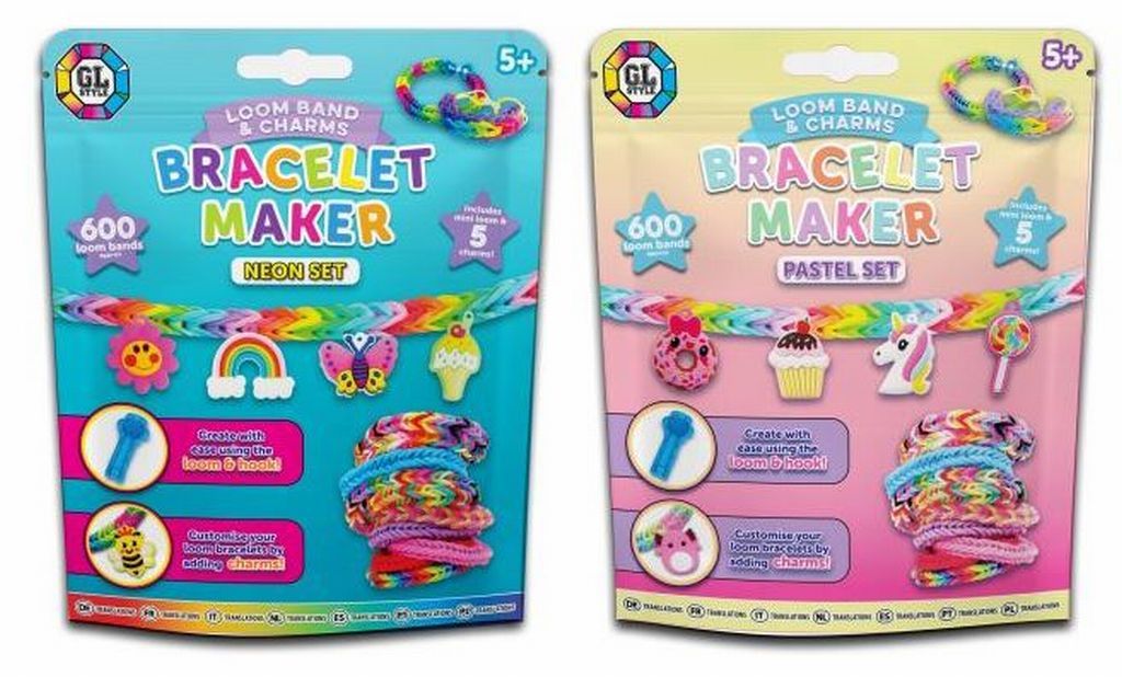 GL Style Loom Band and Charm Bracelet Craft Set with 600 bands and charms
