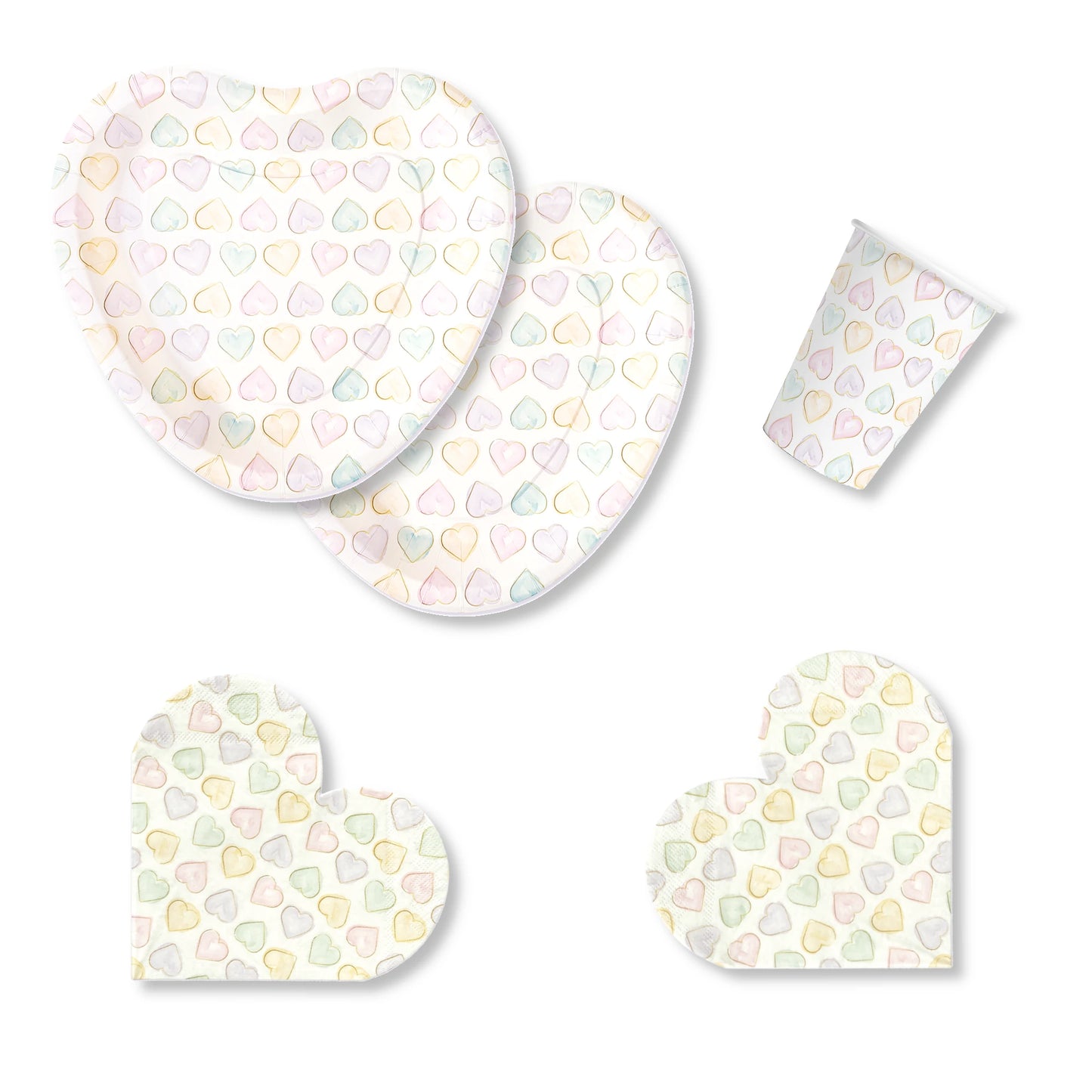 Anila's Watercolours Hearts Party Pack for 16 people