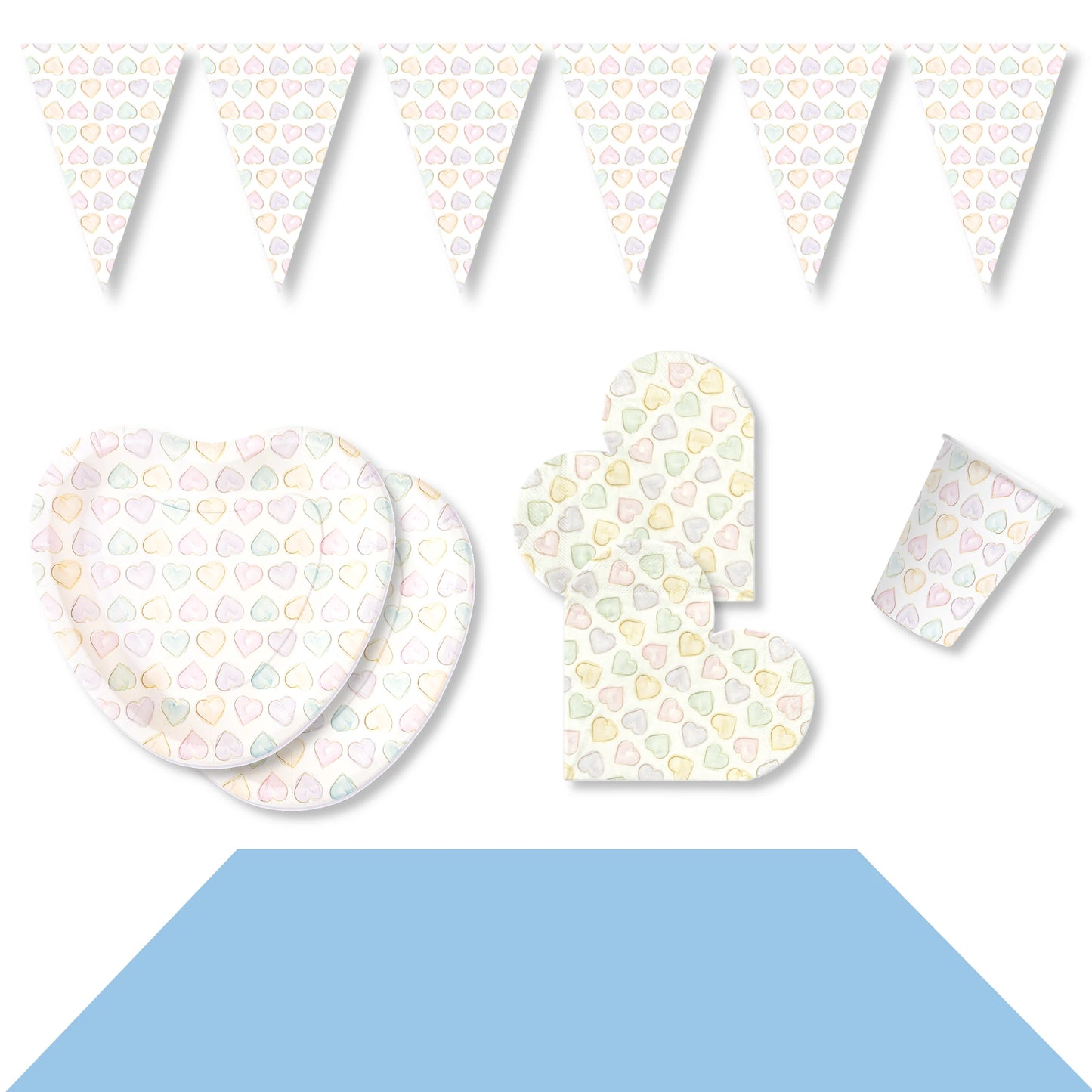 Anila's Watercolours Hearts Party Pack for 8 people