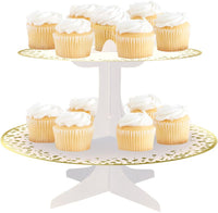 
              Gold Foil Cardboard Cupcake Stand 31.1 x 24.4cm with confetti design
            