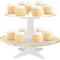 Gold Foil Cardboard Cupcake Stand 31.1 x 24.4cm with confetti design
