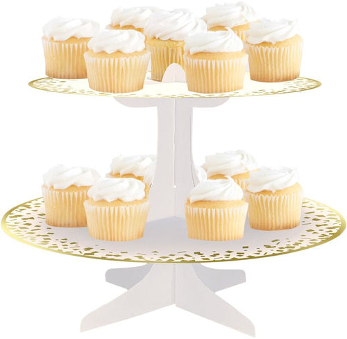 Gold Foil Cardboard Cupcake Stand 31.1 x 24.4cm with confetti design