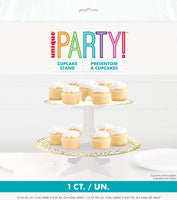 
              Gold Foil Cardboard Cupcake Stand 31.1 x 24.4cm with confetti design
            
