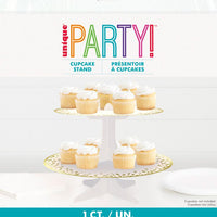 Gold Foil Cardboard Cupcake Stand 31.1 x 24.4cm with confetti design