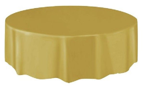 Gold Plastic Round Party Table Cover 213cm for elegant decor