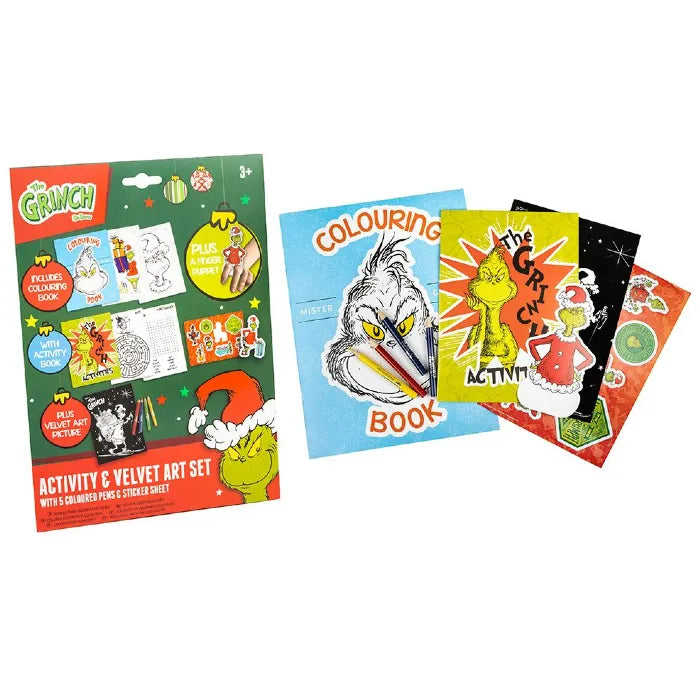 Grinch velvet art picture with colouring and activity books