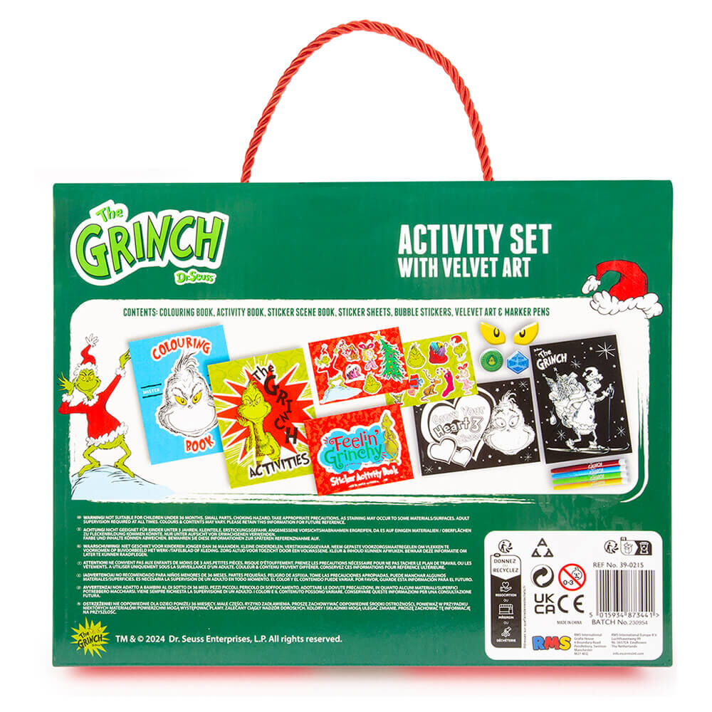 Grinch velvet art and stickers from the activity case