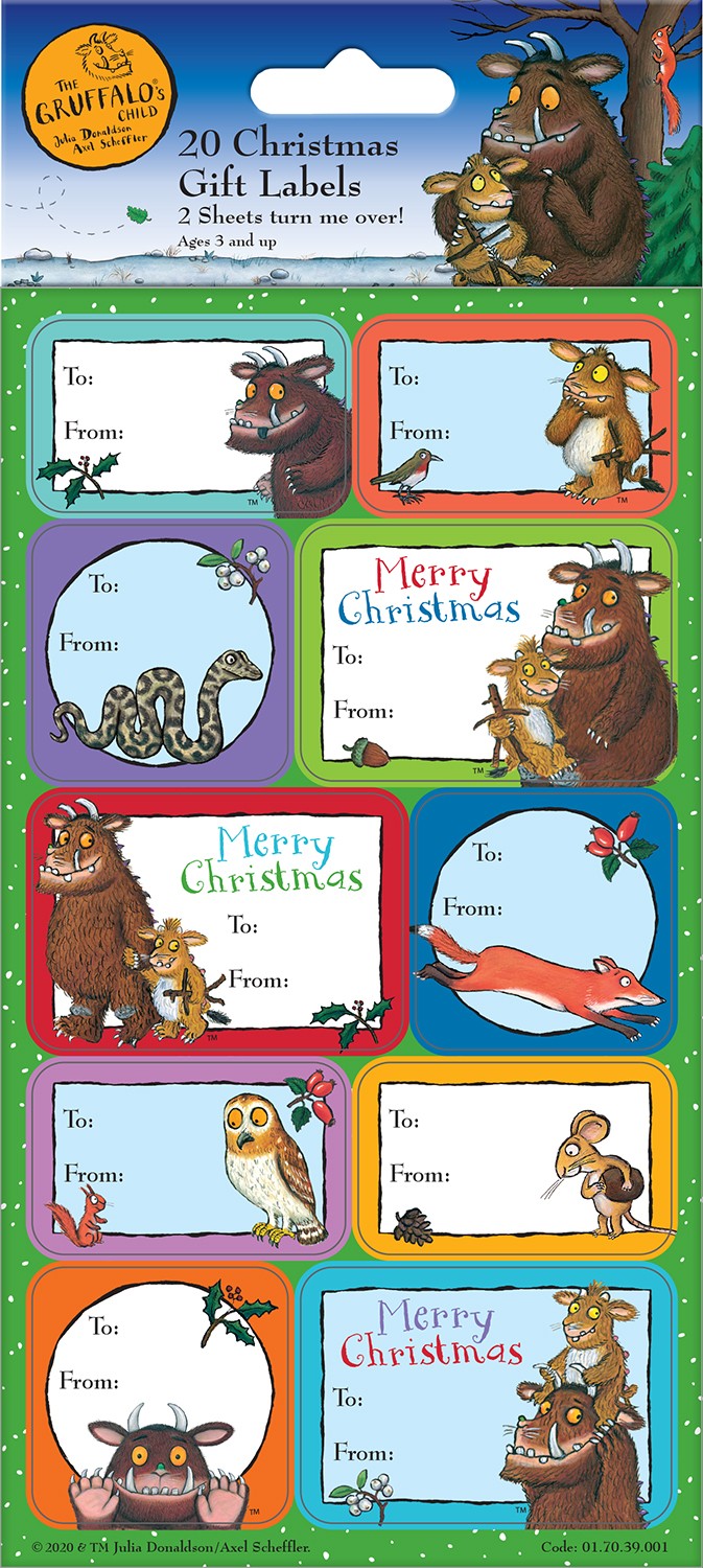 The Gruffalo’s Child Christmas Gift Labels sheet with themed character stickers