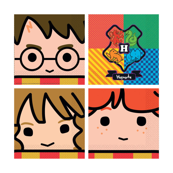 Harry Potter Hogwarts 33cm Paper Napkins with colourful Harry Potter cartoon design for eco-friendly parties