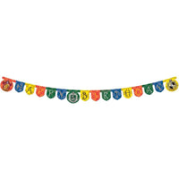 Harry Potter Hogwarts Houses Happy Birthday Banner 2m with Hogwarts designs