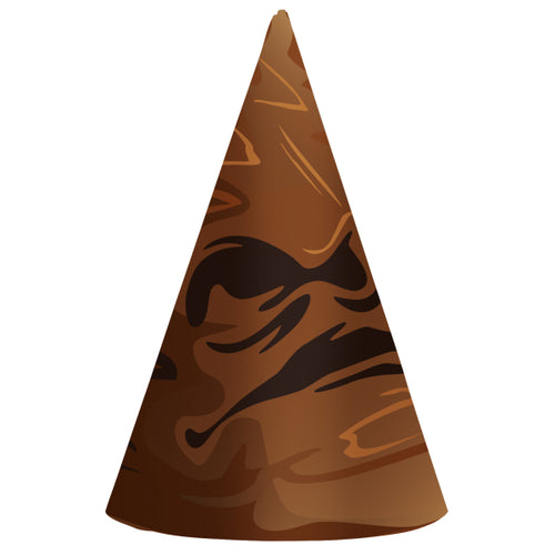 Harry Potter Hogwarts Houses Paper Party Hats pack of 8 with vibrant Gryffindor, Slytherin, Hufflepuff, and Ravenclaw designs for themed parties