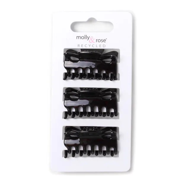 Recycled Black Hair Clamps, 4 cm, Set of 3, Eco-Friendly - Anilas UK