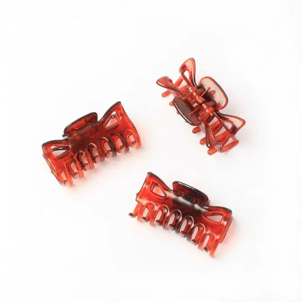 Tortoiseshell Small Hair Claw Hair Clips , 4 cm, Set of 3, Plastic & Metal - Anilas UK