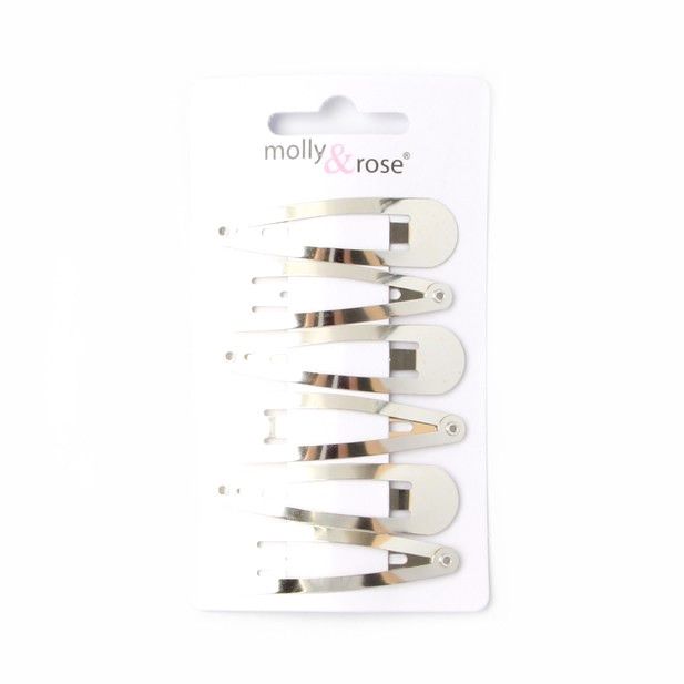 Silver Hair Bendies Snap Clips Sleepies Hair Accessories -5cm (Pack of 6) - Anilas UK