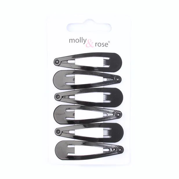 Black Hair Bendies Snap Clips Sleepies Hair Accessories -5cm (Pack of 6) - Anilas UK