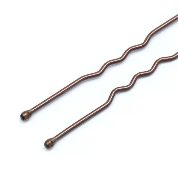 Brown Waved Hair Pins - 45mm (Pack of 36) - Anilas UK