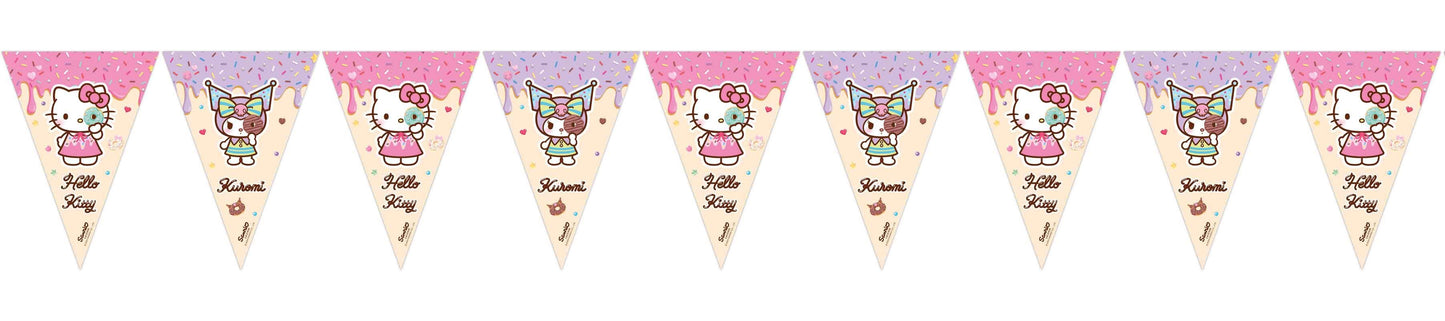 Hello Kitty & Kuromi Paper Flag Banner 2.3m FSC Certified - Anilas UK