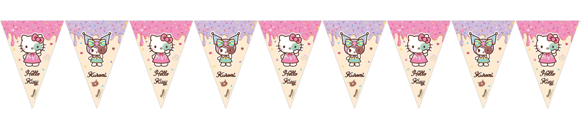 Hello Kitty & Kuromi Paper Flag Banner 2.3m FSC Certified - Anilas UK