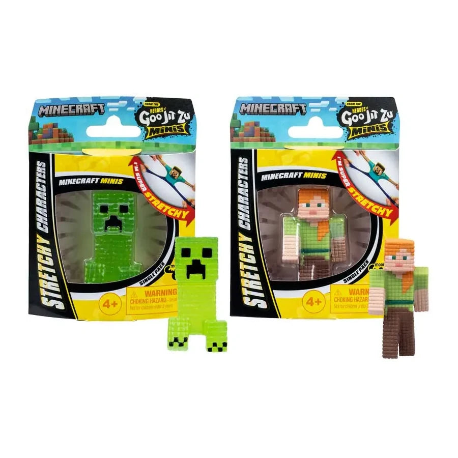 Heroes of Goo Jit Zu Minecraft Minis assorted – 6 stretchy characters shown, random design sent