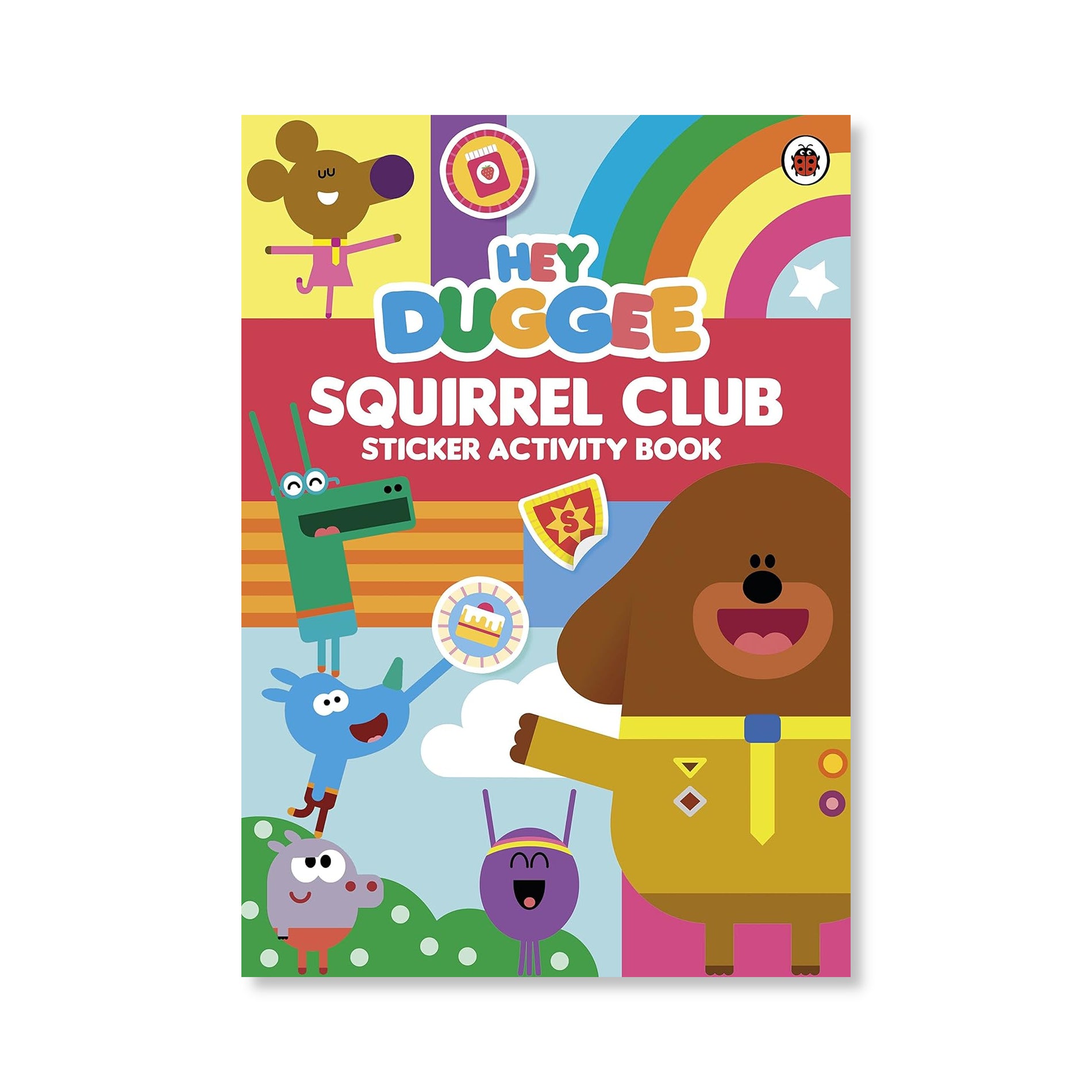 Hey Duggee Squirrel Club Sticker Activity Book cover with Duggee and Squirrels earning badges